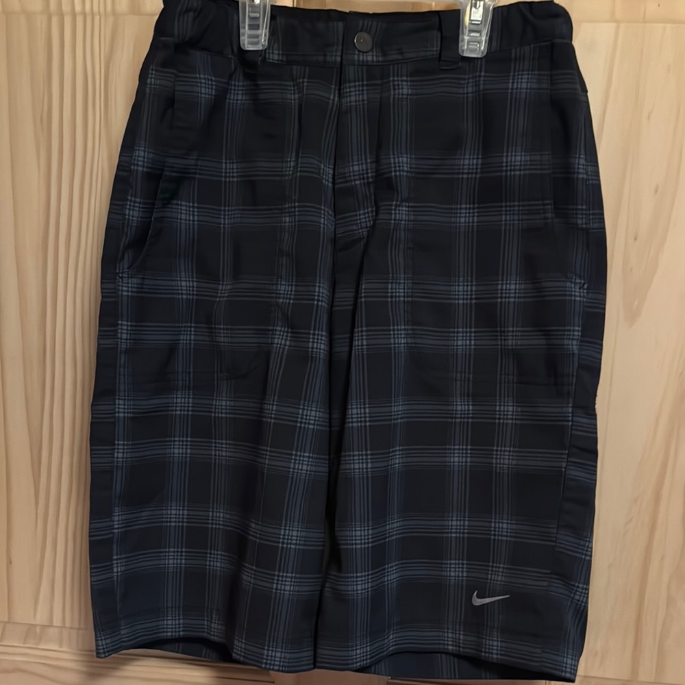Nike Boys Black Plaid Shorts